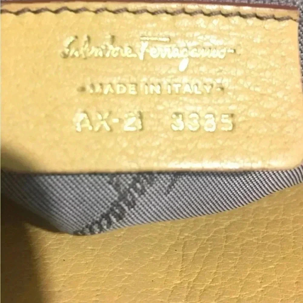 Salvatore Ferragamo yellow/ beige leather satchel handbag
